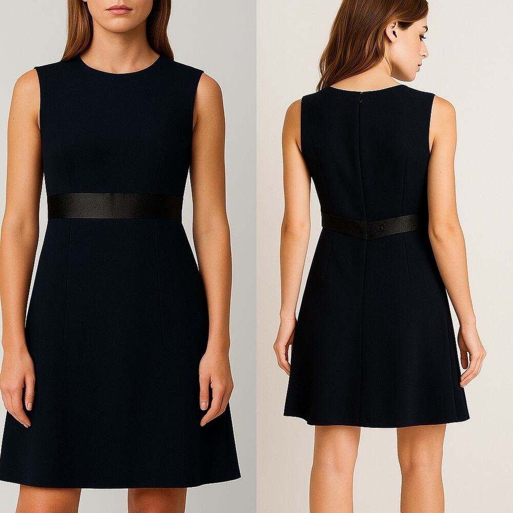 Alexander McQueen Womens IT46 US10 Black Fit Flare Dress Silk Trim NWOT